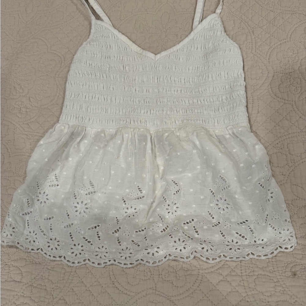 Hollister White Textured Sleeveless Top